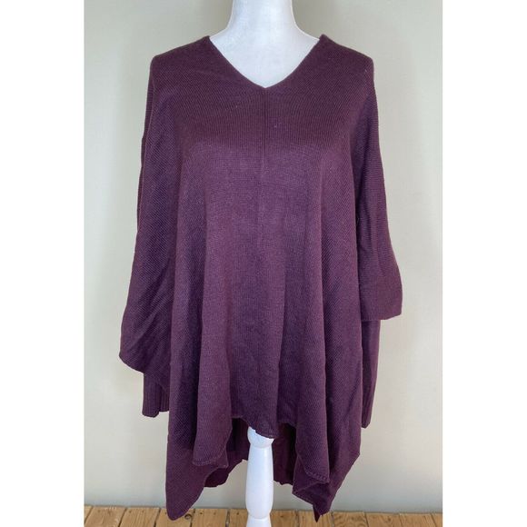 NWT RDI Poncho Sweater w/ Sleeves XS Plum Wine - Picture 1 of 7